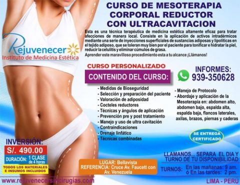 CURSO DE MESOTERAPIA CORPORAL CON ULTRA CAVITACION